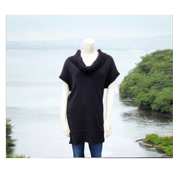 VINCE Alpaca Women Wool Cashmere Blend Cowl Neck Short Sleeve Sweater Gray L - Picture 15 of 16